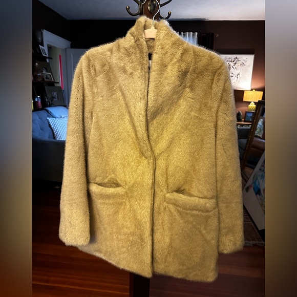Jason Wu Collection Faux Fur Teddy Coat Ivory Wheat Stand Collar Sz M $425 - Picture 6 of 12